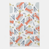 水彩ロブスター甲殻類ビーチサンドドル キッチンタオル (縦)