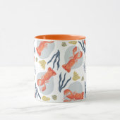 水彩ロブスター甲殻類ビーチサンドドル マグカップ (中央)