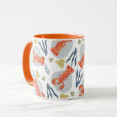 水彩ロブスター甲殻類ビーチサンドドル マグカップ (正面左)