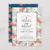 水彩ロブスター甲殻類ブライダルシャワー ポストカード (正面/裏面)