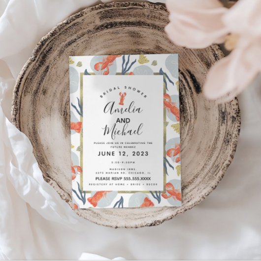 水彩ロブスター クラステイシャン 結婚前お披露目パーティー ポストカード