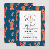 水彩ロブスター シャリ エビ カニ 娘の結婚前パーティー 招待状 (正面/裏面)