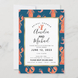 水彩ロブスター シャリ エビ カニ 娘の結婚前パーティー 招待状