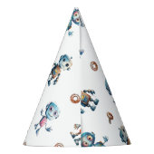 水彩ロボット子供の誕生日白 パーティーハット (裏面)