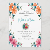 水彩ロマンス結婚お祝い 招待状 (正面/裏面)