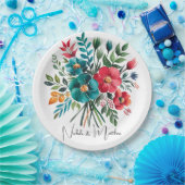 水彩ロマンス：カラフル開花結婚ズ ペーパープレート (パーティー)