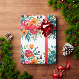 水彩ロマンス：カラフル開花結婚ズ ラッピングペーパー