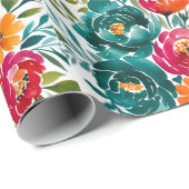 水彩ロマンス：カラフル開花結婚ズ ラッピングペーパー (ロールコーナー)