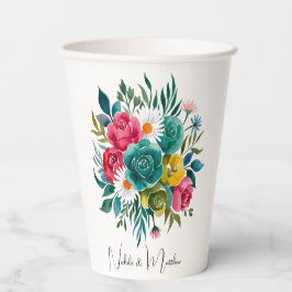 水彩ロマンス：カラフル開花結婚ズ 紙コップ