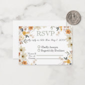 水彩ロマンチックなワイルドフラワーRSVP ノートカード (正面/裏面インサイチュ)