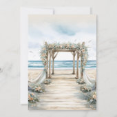 水彩ロマンチックな夏の海結婚ズ セーブザデート (裏面)