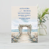 水彩ロマンチックな夏の海結婚ズ 招待状 (スタンド正面)