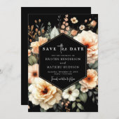 水彩ロマンチックピーチ結婚ズ セーブザデート (正面/裏面)