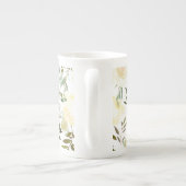 水彩ロマンチックフローラグリーンとホワイト ボーンチャイナマグカップ (裏面)