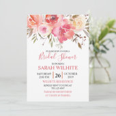 水彩ロマンチックフローラブライダルシャワー 招待状 (スタンド正面)