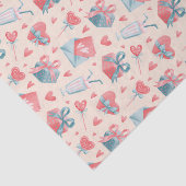 水彩ロマンチックラブパターン バレンタインデー 薄葉紙 (詳細)