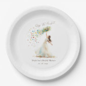水彩ローカルの野生の花のブライダルシャワー ペーパープレート (正面)