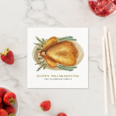 水彩ローストターキーディナーサンクスギビング スタンダードカクテルナプキン (インサイチュ)