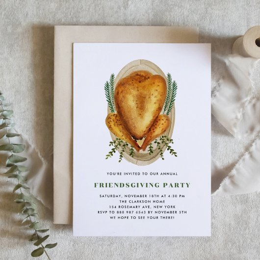 水彩ローストトルコのフレンドリディナー 招待状