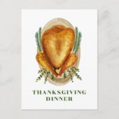 水彩ローストトルコ感謝祭ディナー インビテーションポストカード (正面)