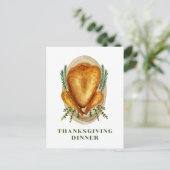 水彩ローストトルコ感謝祭ディナー インビテーションポストカード (スタンド正面)