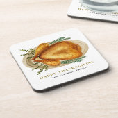 水彩ローストトルコ感謝祭パーティー コースター (左側)