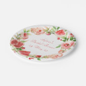 水彩ローズとフルーツの花輪 紙皿 (アングル)