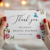 水彩ローズのブライダルシャワー | エレガントな花 サンキューカード