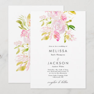 水彩ローズのブーケ 結婚式招待状 招待状