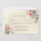 水彩ローズの写真　結婚式後パーティーの案内 招待状 (正面)