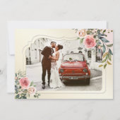 水彩ローズの写真　結婚式後パーティーの案内 招待状 (裏面)