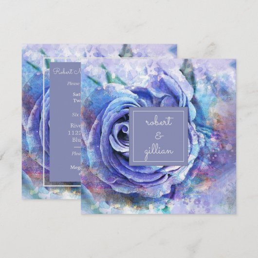 水彩ローズの愛らしい 招待状 (正面/裏面)