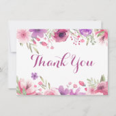 水彩ローズの花とグリーン サンキュー サンキューカード (正面)