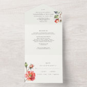水彩ローズの花 オールインワン招待状 (内側)