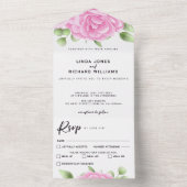 水彩ローズオールインワン結婚式招待状 オールインワン招待状 (内側)