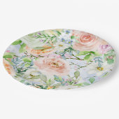 水彩ローズガーデンパーティー結婚式 ペーパープレート (アングル)