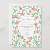 水彩ローズガーデン フラワーベビーシャワー 招待状 (正面)