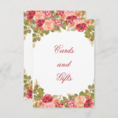 水彩ローズグリッターカード＆ギフト テーブルカード (正面/裏面)