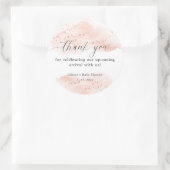 水彩ローズゴールドピンクホワイト感謝の気持ち ラウンドシール (バッグ)