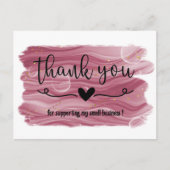 水彩ローズゴールドピンク感謝ビジネス ポストカード (正面)