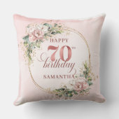 水彩ローズゴールド フローラル ユーカリ アート 70歳 クッション (裏面)