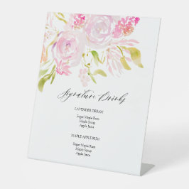 水彩ローズブーケのシグネチャードリンク 台座サイン