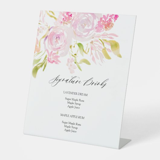 水彩ローズブーケのシグネチャードリンク 台座サイン (正面)