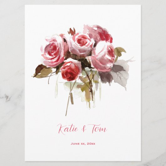 水彩ローズブーケウェディングレセプション メニュー (裏面)