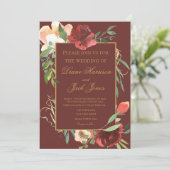 水彩ローズブーケフレーム 招待状 (スタンド正面)