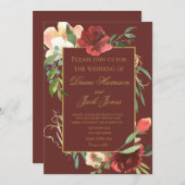 水彩ローズブーケフレーム 招待状 (正面/裏面)