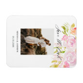 水彩ローズブーケ日付を保存 マグネット (横)