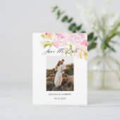 水彩ローズブーケ日付を保存 案内ポストカード (スタンド正面)