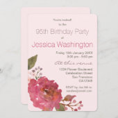 水彩ローズブーケ95thバースデーパーティー 招待状 (正面/裏面)