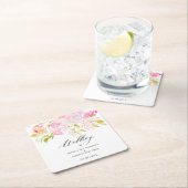 水彩ローズブーケ スクエアペーパーコースター (インサイチュ)